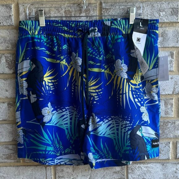 Hurley Cannonball Volley Floral Swim Trunks Drawstrings Shorts Men's Size L - Picture 1 of 7